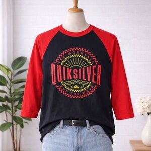 Quiksilver Red and Black Raglan Shirt